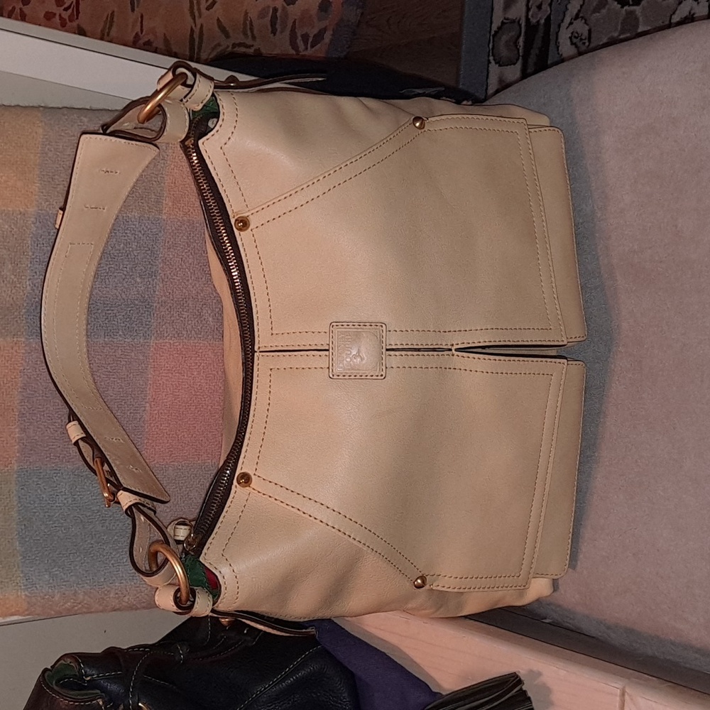 Dooney and Bourke Kingston hobo in Bone Florentine leather